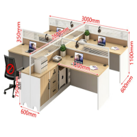 木立方(Wood Cube)职员办公桌 屏风办公桌2/4/6/人可组简约隔断干字型直角四人位带柜(颜色可选)