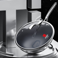 三禾0涂层不粘纯钛炒锅 GC32F1 32cm