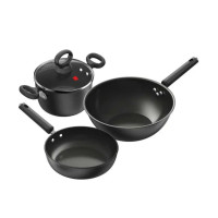 三禾摩登厨房铁锅套装 T329 32cm炒锅(无盖)+26cm煎锅(无盖)+22cm汤锅(有盖)