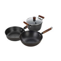 三禾窒化锤纹龙铁锅三件套 T321 32cm