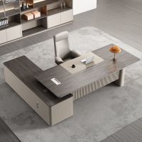 科能毅森 简约现代老板办公桌椅轻奢总裁大班台2.4米桌+椅2400*1800*750mm