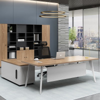 科能毅森 老板办公桌简约现代总经理桌单人电脑桌主管桌办公桌 2米(含长柜)