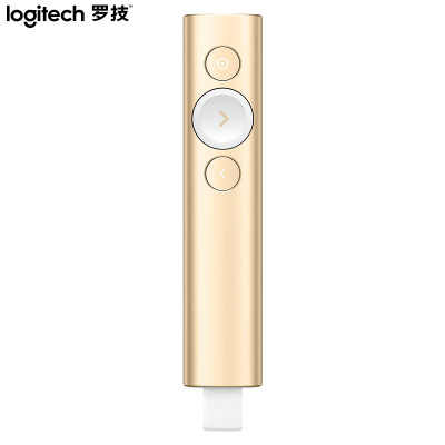 罗技(Logitech)Spotlight无线演投影笔 远程视频会议翻页笔 非激光笔 放大聚焦液晶屏可显 金色