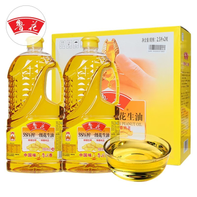 鲁花 花生油/食用油5S压榨一级礼盒煎炒炸拌节庆团购福利2.5L*2瓶