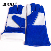 JIAXU 加厚劳保手套 牛皮手套防火线焊工手套 耐高温电焊手套 JX-09
