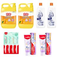 高露洁牙刷4支*1+高露洁牙膏90g*2+立白洗洁精1kg*2+威猛先生洁厕液900g*2