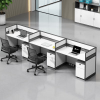 办公室员工办公桌椅组合 工作台屏风隔断E字 三人位含柜