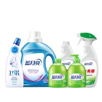蓝月亮薰衣草洁净洗衣液2kg+(油污克星500g+瓶补500g)+洁厕液500g+(芦荟洗手液500g+瓶补500g)