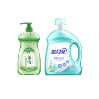 蓝月亮2kg阳光桉叶去味除菌去味洗衣液瓶+1kg茶清洗洁精