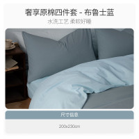 艾美家奢享原棉四件套 100%纯棉床上用品床单被套学生宿舍 布鲁士蓝 200*230cm