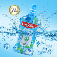 高露洁漱口水清新口气速漱成人牙龈护理无酒精 元气薄荷味500ml*3瓶