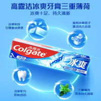 高露洁冰爽三重薄荷牙膏清新口气口腔护理牙膏家庭装 薄荷香型 180g*3支