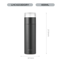 乐扣乐扣(locknlock) 品茗茶水分离316不锈钢车载保温杯 400ML 灰色 LHC4233DGRY