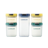 乐扣乐扣(locknlock) 鲜享密封罐五件套HTE815S5FU透明可视220mL*2+310mL*2+650mL