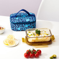 乐扣乐扣(locknlock) 莱茵灵动琥珀色高硼硅玻璃保鲜盒二件套LCB219FU 680ml+便当袋