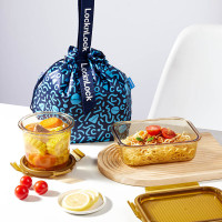 乐扣乐扣(locknlock)莱茵灵动琥珀色高硼硅玻璃保鲜盒LCB227FU 1050ml+700ml+手提袋