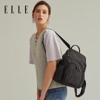 ELLE 女包旅游老花大容量双肩运动书包初高中生 E20S1480313 黑色