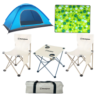 Westinghouse西屋野餐桌椅露营户外豪享套装 [MN20A]布艺方桌+马扎椅*2+野餐垫+速开帐篷+收纳袋