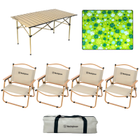 Westinghouse西屋野餐桌椅户外尊享套装 Max[MN19C]120cm蛋卷折叠桌+克米特椅*4+野餐垫+收纳袋