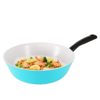 京瓷(KYOCERA)陶瓷涂层平底不粘炒锅煎锅电磁炉燃气灶陶瓷不粘健康0氟蓝色30cm