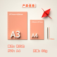 deli得力7757彩色复印纸80g-A4-100页/包-25包(桃红)