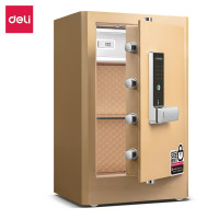 deli得力保险柜指纹+密码双重防盗保险柜 加厚合金钢 办公财务专用 4117G指纹密码保险柜H710 (金色)