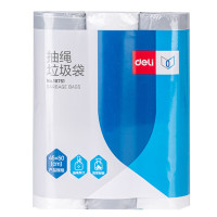 deli得力18751抽绳办公垃圾袋 垃圾桶袋清洁纸篓袋塑料袋45*50白色(18只/卷)(3卷装)