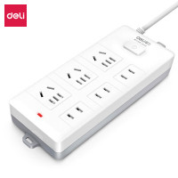 deli得力18169-05插座_3+3_5米_PVC袋装(白)(只)