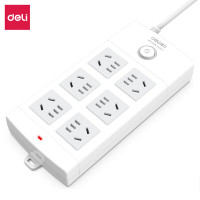 deli得力18205插座_6组_3米_PVC袋装(白)(只)