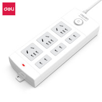 deli得力18209插座_3+3_3米_PVC袋装(白)(只)