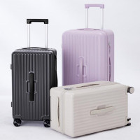 卡拉羊百褶箱大容量魔方体行李箱20英寸可登机男女拉杆箱CX8118钛金黑 44L