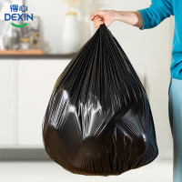 deli得力得心单卷(10只)加厚八角点断式办公生活大容量垃圾袋100*120cm 黑色18744