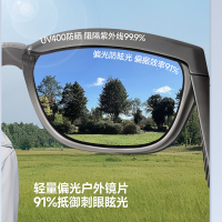 蕉下(beneunder)灵顿框折叠近视墨镜FD004男女偏光太阳镜套近视眼镜 深灰镜架+灰色镜片