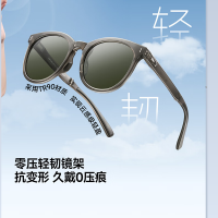 蕉下(beneunder)波士顿框轻量折叠墨镜FD014偏光防紫外线 透灰镜框+绿色镜片