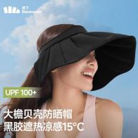蕉下(beneunder)女士侧脸黑胶贝壳防晒帽BM532遮阳帽漫暮黑