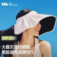 蕉下(beneunder)女士侧脸黑胶贝壳防晒帽BM532遮阳帽落樱粉