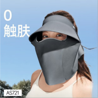 蕉下(beneunder)女士轻薄立体空顶面护帽AS721防晒面罩全脸口罩 深蓝灰