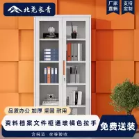 北尧长青文件柜办公钢制铁皮柜资料档案柜储物拆装柜通玻橘色拉手加厚款