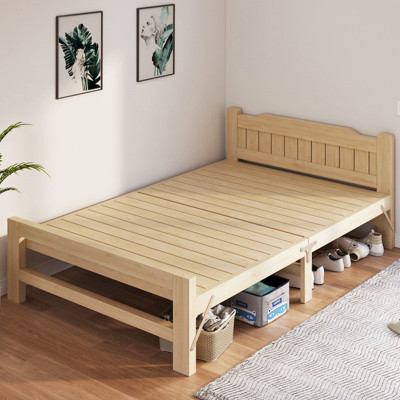 鹏畅全实木折叠床简易床单人床宿舍午休床木床木板床 免加粗加厚150CM宽PCY001