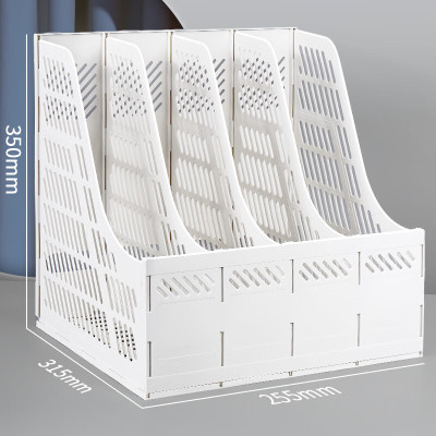 西玛6155笔筒四栏文件框收纳隔断莫兰迪白色