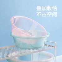 茶花洗菜盆水果盆果蔬盆蔬菜盆洗脸盆食品级抗菌盆小号塑料盆家用 甄选食品级材质安全健康 30cm 浅蓝1个 0301