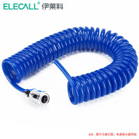 伊莱科PU弹簧气管防爆耐磨 气泵高压伸缩软管 汽车维修自动化生产适用气管 蓝色12*8mm/12M 单卷 ET70013