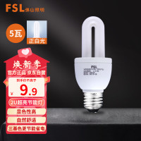佛山照明(FSL)节能灯泡U型三基色荧光灯泡E27螺口T4-2U-5W-E27白光6500K(单个装)
