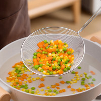 茶花漏勺027010不锈钢漏网漏勺细网面粉筛捞面捞饺子油炸过滤网火锅漏勺 304网漏勺[32*14cm]