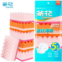 茶花B00001 洗碗海绵 百洁布5片装厨房抹布去油污洗碗海绵擦厨房用品