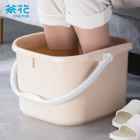 茶花0351泡脚桶洗脚盆 泡脚盆塑料盆 足浴盆足浴桶 塑料桶 浅咖 1只装