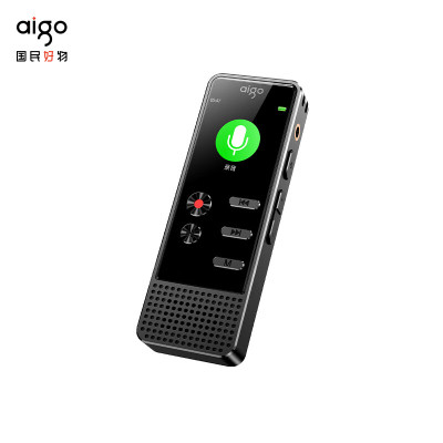 爱国者 aigo 录音笔R3377 16G 一键录音声控录音专业高清远距降噪录音器 学习培训会议办公设备 商务黑