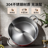 康巴赫(KBH)清汤锅煮汤锅多功能锅涮羊肉锅平底电磁炉通用彩陶系列-薄荷绿鸳鸯锅28cm