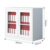 华普思 文件柜铁皮柜玻璃资料柜矮柜带锁对玻矮柜