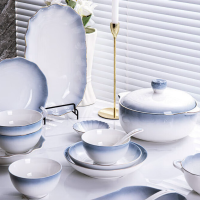 洁雅杰碗碟套装欧式轻奢碗盘整套陶瓷餐具家用碗具碗筷礼盒18件C134